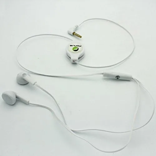 Vista 4 de Auriculares estéreo retráctiles blancos con cable con micrófono para iPad Air, Air 2 - iPad Mini, Mini 2, Mini 3, Retina - iPad 1 2 3 4 - iPod