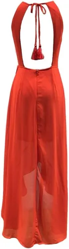 Vista 3 de Beautyoung - Vestido largo para dama de honor, de gasa, con volantes y tiras de espagueti