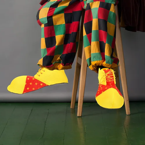 Vista 4 de liyang Zapatos de payaso para adultos, hombres y mujeres, accesorios de disfraz divertidos, zapatos de cabeza redonda, accesorios de graduación