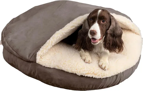 Vista 19 de Snoozer Cama de lujo de microsuede acogedora estilo cueva para mascotas, pequeña, antracita