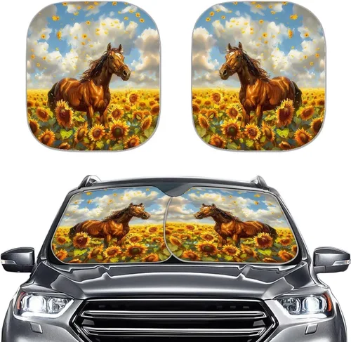 Vista 30 de Parasol para parabrisas de automóvil con estampado de playa tropical, protección universal para proteger el interior del automóvil, bloquea