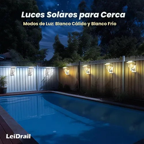Vista 6 de LeiDrail Farol solar de pared, 2 modos de luces solares para valla con bombilla Edison, accesorios para casa de juegos al aire libre, impermeable