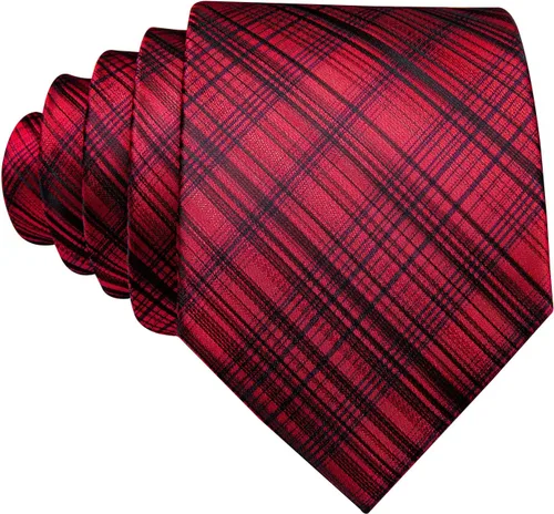 Vista 174 de Barry.Wang Juego de corbatas para hombre, corbata de seda a rayas, tejido a cuadros, gemelos formales, negocios, boda