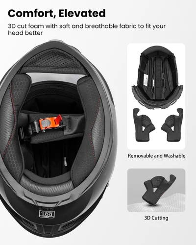 Vista 5 de ILM - Cascos de motocicleta de cara completa para hombres y mujeres, para deportes motorizados, moto, calle, carreras, aprobados por DOT