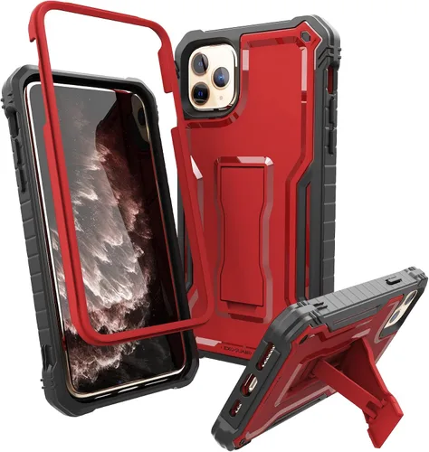 Vista 8 de ExoGuard Funda para iPhone 11 Pro Max, funda de goma a prueba de golpes de cuerpo completo, protector de pantalla integrado con soporte para iPhone