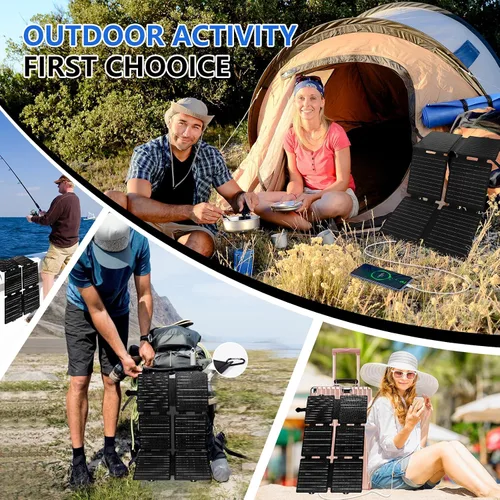 Vista 6 de QLAYA Cargador solar portátil de 30 W, panel solar plegable con alta eficiencia, panel solar ultraligero para exteriores, para campamento