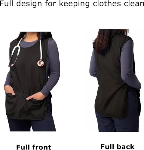 Vista 4 de Paquete de 6 delantales de cobbler para mujeres y hombres, delantales universales para adultos con 2 bolsillos, delantal de limpieza impermeable