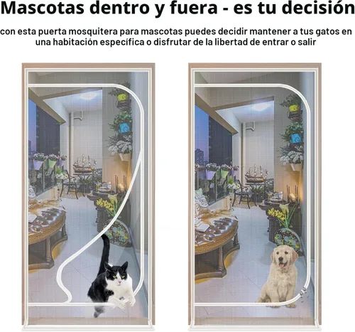 Vista 6 de Puerta mosquitera mejorada para mascotas, se adapta a puertas de 30 x 80 pulgadas, puerta de malla gruesa resistente a gatos para sala de estar