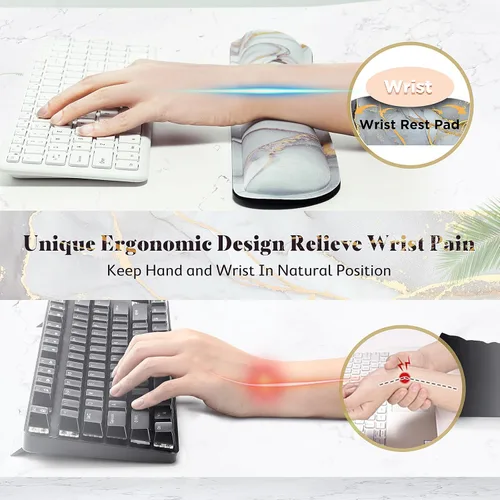 Vista 4 de Gimars Almohadilla de reposamuñecas extendida para teclado de 17.3 pulgadas con espuma viscoelástica firme 63D de alta densidad, base de goma Nube