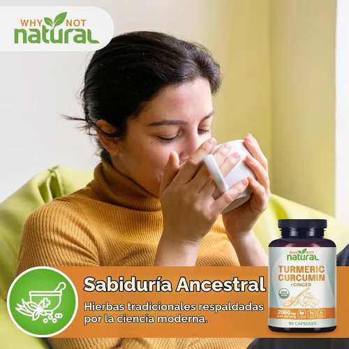 Vista 5 de Suplemento orgánico de curcumina de cúrcuma en cápsulas con jengibre y pimienta negra - Tumeric