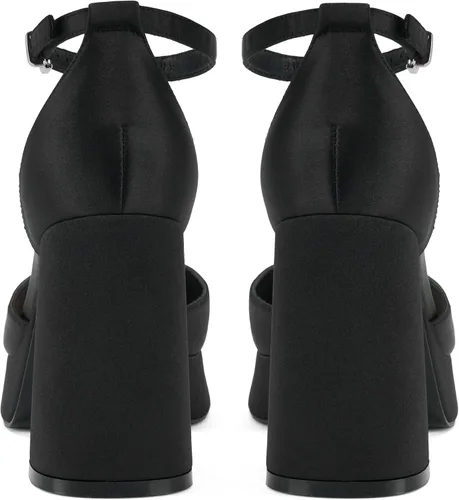 Vista 3 de Modatope Tacones de plataforma para mujer, tacón grueso, puntera cerrada, tacón de bloque, correa de tobillo, sandalias de plataforma
