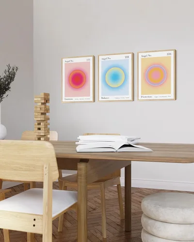 Vista 5 de HAUS AND HUES Arte de Pared de Números de Ángel - Juego de 3 Arte Positivo Enmarcable, Pósteres de Números de Ángel, Decoración de Habitación Y2K