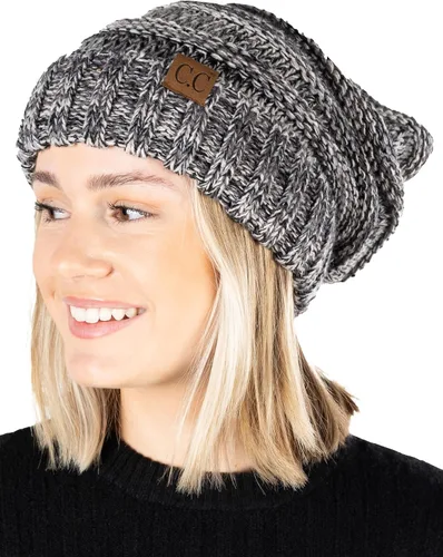Vista 45 de Funky Junque Gorro de moda de punto trenzado de talla extragrande, grueso, abrigado, suave y holgado