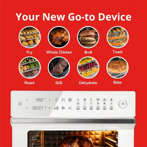 Vista 2 de Aria Air Fryers Ariawave - Horno freidora de aire de 36 cuartos de galón, color blanco, extra grande