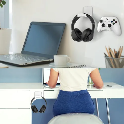 Vista 6 de HomeMount Soporte para auriculares, soporte adhesivo para colgar auriculares para juegos, soporte de escritorio para la mayoría de auriculares