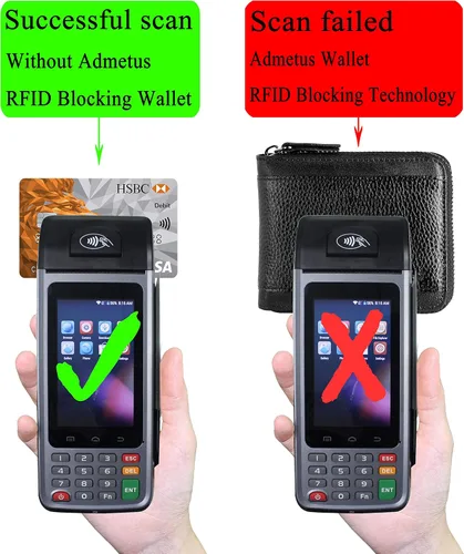 Vista 13 de Admetus Billeteras con bloqueo RFID para hombre, billetera de cuero con cremallera para hombres con tarjetero RFID plegable
