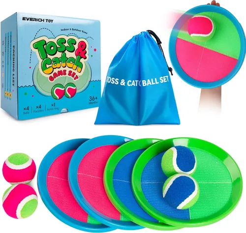 Vista 18 de Juego de Pelota de Lanzar y Atrapar y Pelota de Paleta, Juegos al Aire Libre para Juguetes de Niños, Juegos Familiares de Navidad, Juego de Playa