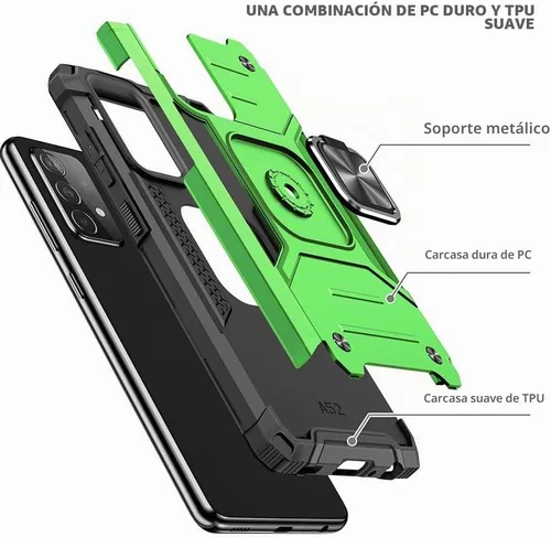 Vista 5 de HNHYGETE Funda para Samsung A52, Galaxy A52 5G, con protector de pantalla HD, a prueba de golpes, resistente a los golpes, con anillo de rotación