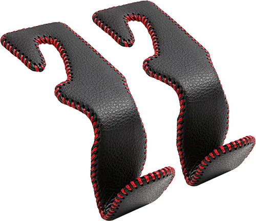Vista 8 de Gancho para bolso de automóvil, reposacabezas de asiento trasero, perchas de cuero auténtico, accesorio organizador de vehículos duradero
