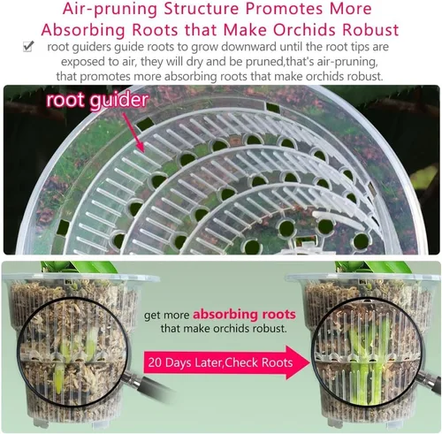 Vista 3 de Macetas de Orquídeas Transparentes de 4 Pulgadas con Agujeros que Combinan con Macetas de Orquídeas de Plástico Blanco, Juego de 2, Macetas