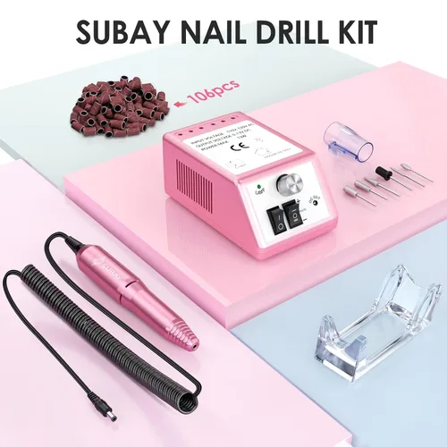 Vista 5 de SUBAY Taladro de uñas eléctrico profesional para el cuidado de las uñas con 200 piezas de palos de muestra de uñas