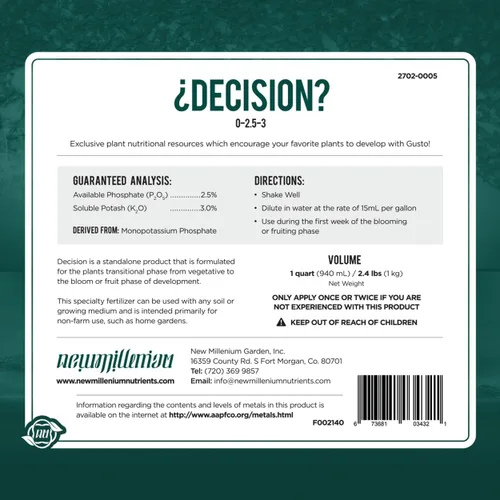 Vista 3 de New Millenium Decisión - Fertilizante independiente - 32oz