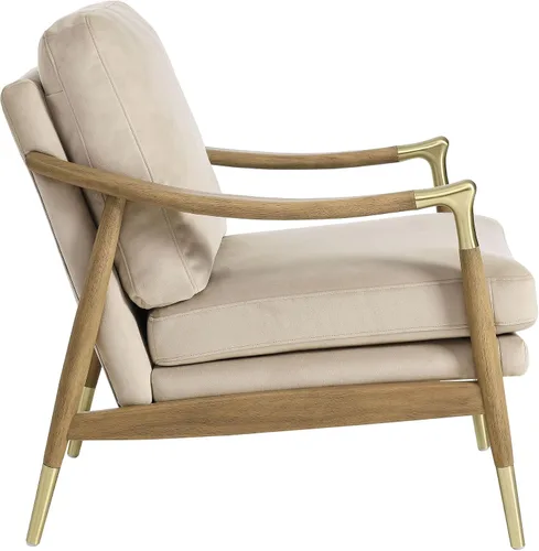 Vista 6 de Modway Langford - Sillón de terciopelo resistente a las manchas, silla de terciopelo moderna de mediados de siglo con marco de madera, silla