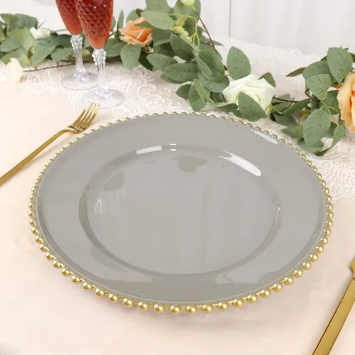 Vista 58 de Efavormart - Paquete de 10 platos de postre de plástico transparente rubor con borde de cuentas, platos redondos desechables para ensalada, 8
