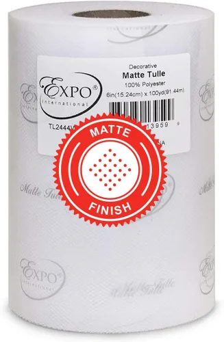 Vista 49 de Expo International Tul mate decorativo, rollo/carrete de 6 x 100 yardas, tela de tul de poliéster ligera para tutús, disfraces y decoraciones
