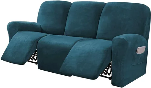 Vista 8 de Funda para sofá reclinable de 8 piezas, terciopelo elástico para sofá reclinable de 3 plazas, funda suave y gruesa para sofá reclinable, protector