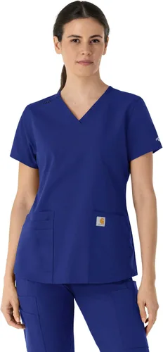 Vista 27 de Carhartt Scrubs C12110, camiseta de mujer Force® Cross-Flex de ajuste moderno con cuello en V Azul celeste