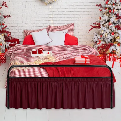 Vista 103 de Biscaynebay Faldas de cama envolventes con esquinas divididas para camas Twin/Twin XL de 15 pulgadas de caída, volantes de polvo elásticos Negro