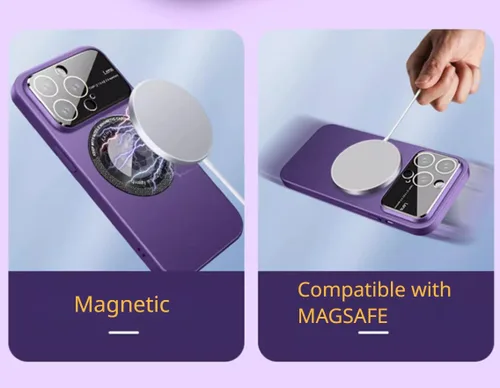 Vista 2 de Funda magnética para iPhone 14 Pro Max compatible con Magsafe, protección completa de cámara con protector de lente, ultrafina para hombres