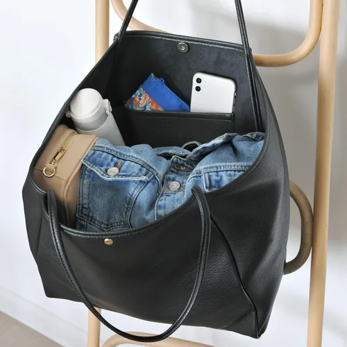 Vista 5 de HOXIS Bolso de mano de cuero PU de gran tamaño para mujer, bolso de fin de semana, bolso de viaje
