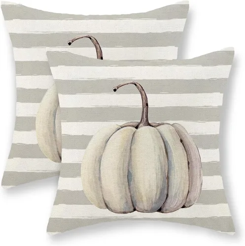 Vista 46 de Juego de 2 fundas de almohada de Halloween de 16 x 16 pulgadas, fundas de almohada de murciélagos negros y crema, fundas de cojín decorativas