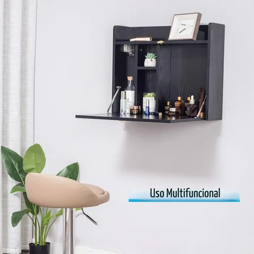 Vista 7 de YU YUSING Mesa montada en la pared, multifuncional, plegable, montado en la pared, escritorio para computadora portátil con compartimentos