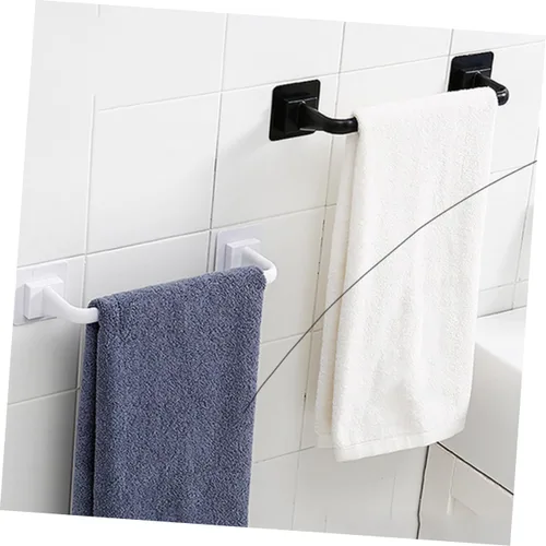 Vista 5 de Uonlytech Toallero negro multiusos para colgar en la pared, estantes para colgar toallas de mano, estante para toallas de dormitorio universitario