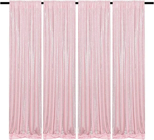 Vista 37 de Cortinas de Fondo de Lentejuelas Negras Cortinas Brillantes con Purpurina 2FTx8FT 2 Paneles para Decoraciones de Bodas Fiestas de Cumpleaños