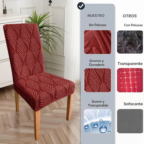 Vista 2 de Juego de 2 fundas para sillas de comedor, fundas elásticas para sillas de comedor, extraíbles y lavables, para el hogar, cocina, banquete, ceremonia