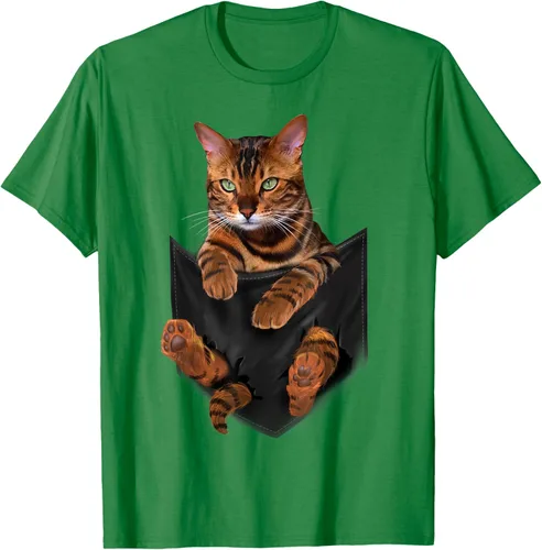 Vista 52 de Camiseta de bolsillo con estampado de tigre y gato Negro