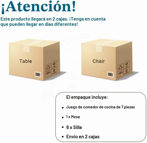 Vista 5 de Juego de mesa de comedor para 6, mesa de madera de 180 cm y juego de 6 sillas, adecuado para comedor, cocina, sala de estar