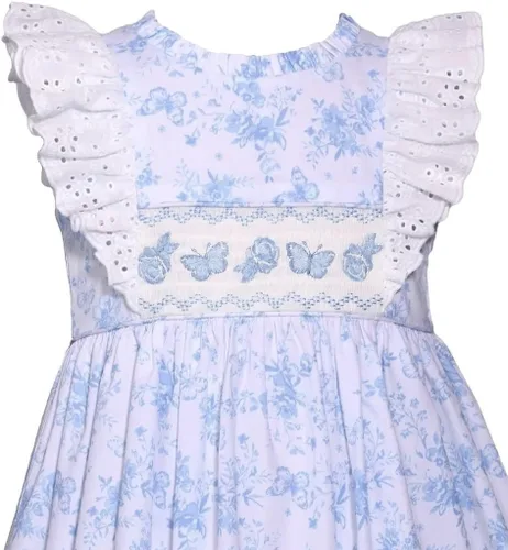 Vista 2 de Bonnie Jean Vestido de panel fruncido bordado 3M-6X para niñas