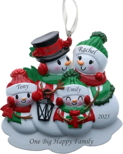 Vista 13 de Adorno de Navidad familiar 2025 – Adorno personalizado para familias – Adorno familiar de muñeco de nieve personalizado – Decoración de árbol