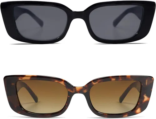 Vista 44 de Allarallvr Lentes de sol rectangulares para mujer, estilo retro de los años 90, Y2K, clásicos, vintage, cuadrados, AR82037