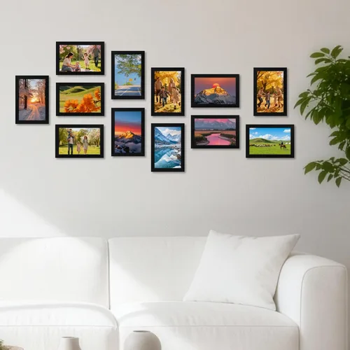 Vista 7 de Juego de 12 portarretratos negros de 4 x 6 pulgadas para mostrar fotos de 4 x 6 pulgadas, collage de múltiples marcos de 4 x 6 pulgadas para pared