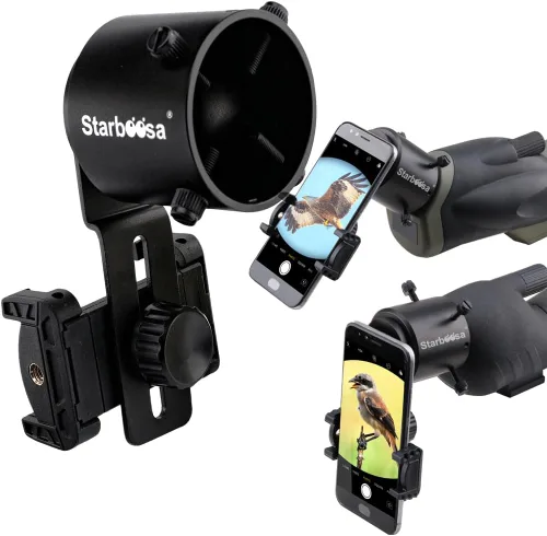 Vista 12 de Adaptador de teléfono inteligente Starboosa para telescopio, soporte de cámara, soporte universal para teléfono, funciona con telescopio