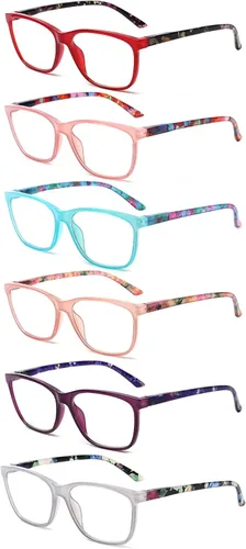 Vista 11 de SIGVAN Lentes de lectura para mujer, con bloqueo de luz azul, bisagra de resorte, diseño de moda, lentes con estampado para mujer