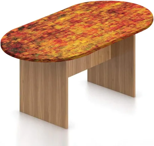 Vista 10 de Mantel ajustable ovalado, color naranja quemado con bordes elásticos y bordes elásticos, para mesa con estampado de pétalos de flores y encaje