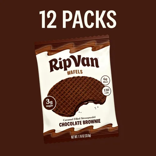 Vista 6 de Rip Van Wafels Stroopwafels de brownie de chocolate – Snacks saludables – Bocadillos sin OGM – Apto para dieta cetogénica – Snacks de oficina – Bajo