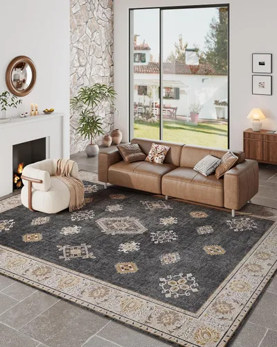 Vista 12 de ILANGO Alfombras de Área de Yute para Exteriores, Alfombras Tejidas Lavables para Patio 5'x7', Alfombras Naturales de Estilo Rústico para Áreas